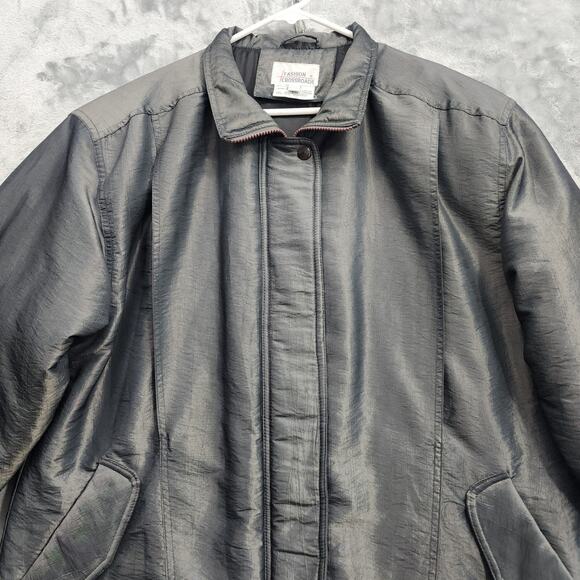 Vintage Fashion Crossroads Coat Womens L Gray Silver Iridescent Shimmer Full Zip - Picture 2 of 14